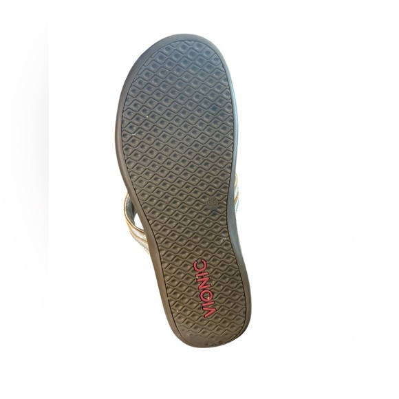 Vionic Women's Tide Aloe Toe-Post Sandals Flip Flop gold Beige size (11”) - Picture 4 of 9